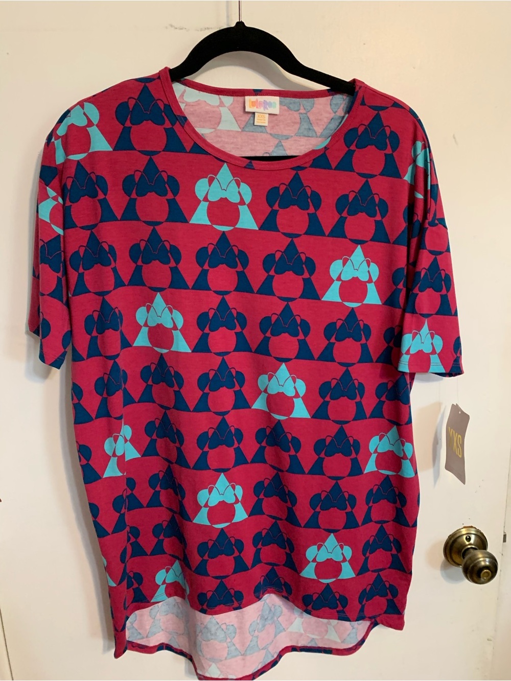 LuLaRoe Kids Pink & Teal Geometric Short Sleeve Tee